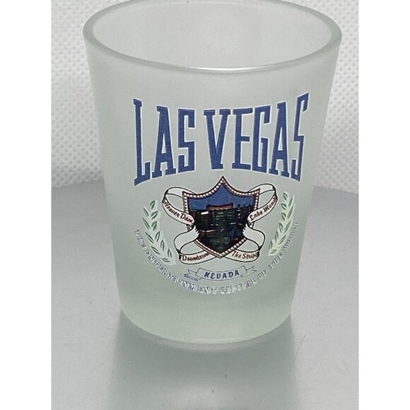 Souvenir Shot Glass LAS VEGAS Nevada Excellent Hoover Dam Lake Mead - Picture 1 of 2